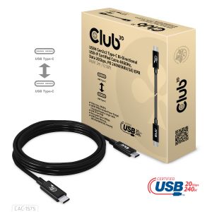 USB4 Gen2x2 Typ-C Bi-Direktionales USB-IF Zertifiziertes Kabel 4K60Hz, Daten 20Gbps, PD 240W(48V/5A) EPR St./St. 2m 