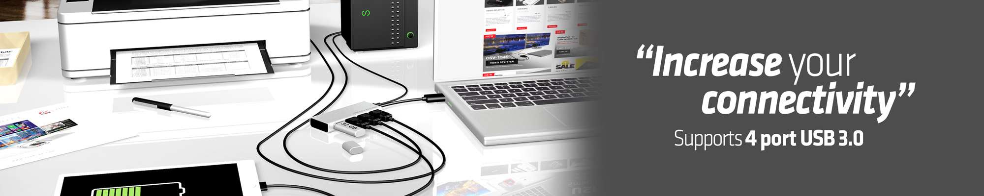 USB 3.1 Hub 4-Port with Power Adapter