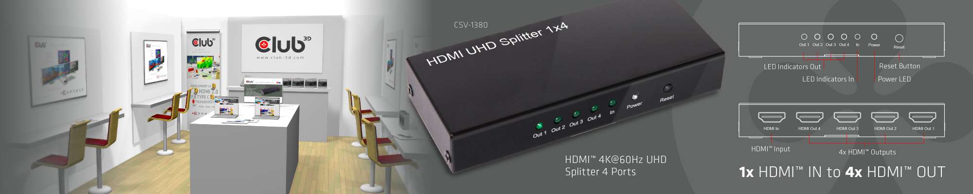 HDMI™ 4K@60Hz UHD Splitter 4 Ports  