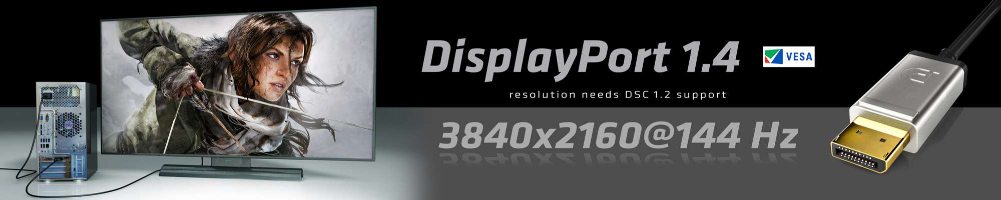 DisplayPort 1.4 Active Optical Cable Unidirectional  4K120Hz 8K60Hz M/M  20m/65.62ft