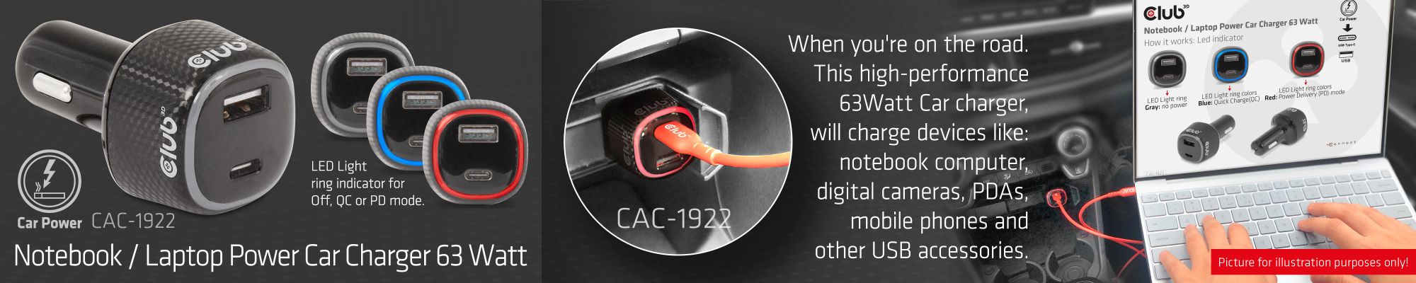 Notebook / Laptop Power Car Charger 63 Watt 