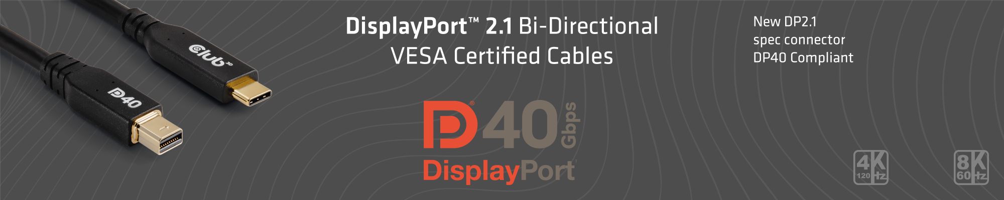 USB Type-C to MiniDisplayPort Bi-Directional VESA DP40 Certified Cable M/M 2m/6.56ft