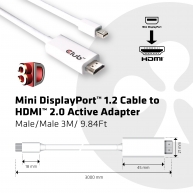 Mini DisplayPort 1.2 Cable to HDMI 2.0 UHD 4K60Hz Active Adapter M/M 3m/9.84ft