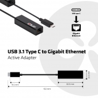 USB 3.1 Tip C - Gigabit Ethernet Aktif Adaptör