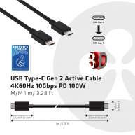 USB Type-C Gen 2 Active Cable 4K60Hz 10Gbps PD 100W M/M 1 m/ 3.28 ft