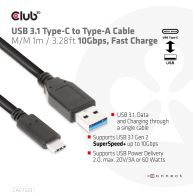 USB 3.1 Typ-C auf Typ-A Kabel 10Gbps PD 60W S/S 1m/3.28ft 