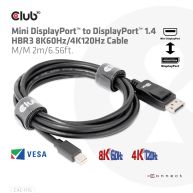 Mini DisplayPort to DisplayPort 1.4 HBR3 8K60Hz/4K120Hz Cable M/M 2m/6.56ft.