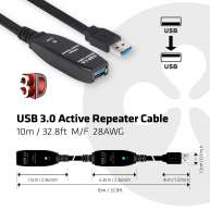 USB 3.2 GEN1 Aktives Verlängerunskabel 10m St./B. 28AWG