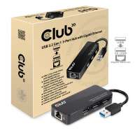 Hub de 3 puertos USB 3.2 Gen1 Tipo A con Gigabit Ethernet