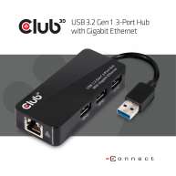 USB 3.2 Gen1 Type A 3-Ports Hub with Gigabit Ethernet