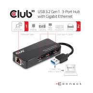 Hub de 3 puertos USB 3.2 Gen1 Tipo A con Gigabit Ethernet