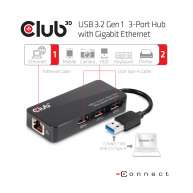 USB 3.2 Gen1 Typ A 3-Port Hub mit Gigabit Ethernet