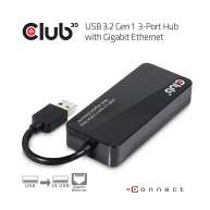 USB 3.2 Gen1 Type A 3-Ports Hub with Gigabit Ethernet