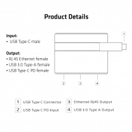 USB Type-C auf Ethernet + USB 3.0 + USB Type-C Charging Mini Dock 