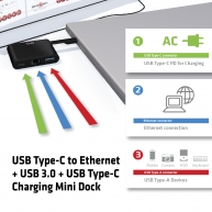 USB Tipo-C para Ethernet y USB 3.0 + USB Type-C Charging Mini Dock 