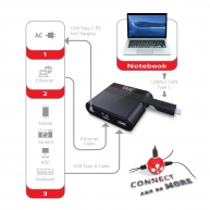 USB Type-C auf Ethernet + USB 3.0 + USB Type-C Charging Mini Dock 