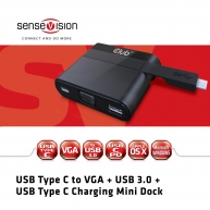 USB Type C to VGA + USB 3.0 + USB Type C Charging Mini Dock