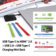 USB Tip-C - HDMI™ 2.0 + USB 2.0 + USB Tip-C Mini Şarj İstasyonu