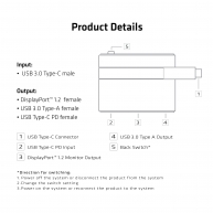 USB tipo C para DP 1.2 + 3.0 + USB Tipo-C Carga Mini Dock