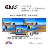 USB 3.2 Gen 1 4K UHD at 30Hz Mini Docking Station Ultra slim Design