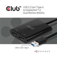 USB3.2 Gen1 Type A to DisplayPort™1.2  Dual Monitor 4K60Hz Video Splitter