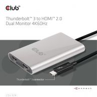 Thunderbolt 3 to HDMI 2.0 Dual Monitor 4K60Hz M/F 