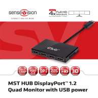 Multi Stream Transport (MST) Hub DisplayPort™ 1.2 Quad Monitor USB Powered