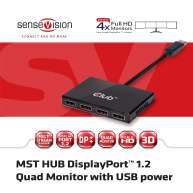 Multi Stream Transport (MST) Hub DisplayPort™ 1.2 Quad Monitor USB Powered