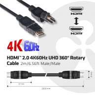 HDMI 2.0 4K60Hz UHD 360 Degree Rotary cable 2m/6.56ft 