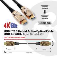 Cable óptico activo de HDMI 2.0 UHD HDR 4K 60Hz M/M 30m/98.42ft
