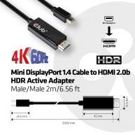 Mini DisplayPort™ 1.4 Cable to HDMI™ 2.0b HDR Active Adapter Male/Male 2m/6.56 ft.