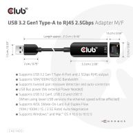 USB 3.2 Gen1 Type-A to RJ45 2.5Gbps Adapter M/F