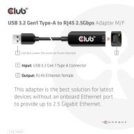 USB 3.2 Gen1 Type-A to RJ45 2.5Gbps Adapter M/F