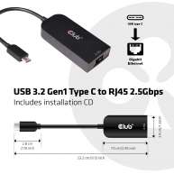 Adaptador USB 3.2 Gen1 Tipo C a RJ45 2.5Gbps