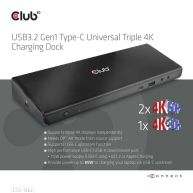 Base de carga universal USB3.2 Gen1 Tipo-C triple 4K