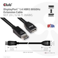 DisplayPort™ 1.4 HBR3 8K60Hz or 4K144Hz Extension Cable M/H 2m/ 6.56 ft 28AWG
