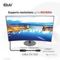 CAC-1022DisplayPort 1.4 HBR3 Extension Cable 8K60Hz M/F 2m/6.56ft