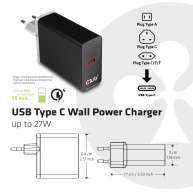 Cargador de pared USB Tipo C de hasta 27W