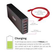 USB Type A and C Power Charger, 5 ports up to 111W