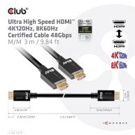 Cable  HDMI 4K120Hz, 8K60Hz de Ultra alta velocidad 48Gbps Macho/Macho 3m / 9.84pies