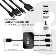 USB Type C + HDMI™ + MiniDisplayPort™ 1.2 to HDMI™ 4K60Hz HDR M/M Active Adapter 32AWG