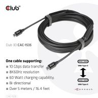 USB 3.2 Gen2 Type C to C Active Bi-directional Cable 8K60Hz  M/M 5m/16.4ft 