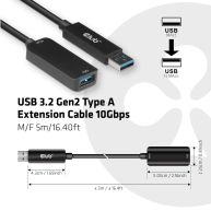 USB 3.2 Gen2 Type A Extension Cable 10Gbps M/F 5m/16.40ft 