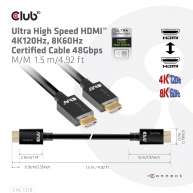 Ultra High Speed HDMI 4K120Hz, 8K60Hz  Certified Cable 48Gbps M/M  1.5 m/4.92 ft 
