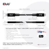 USB4 Type-C Gen3x2 Bi-Directional USB-IF Certified Cable 40Gbps 8K60Hz 100W PowerDelivery M/M 0.8m / 2.62ft