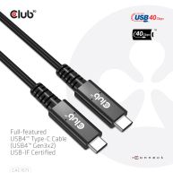 USB4 Type-C Gen3x2 Bi-Directional USB-IF Certified Cable 40Gbps 8K60Hz 100W PowerDelivery M/M 0.8m / 2.62ft