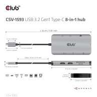 USB 3.2 Gen1 Typ-C 8-in-1 Hub mit 2x HDMI, 2x USB-A, RJ45, SD/Micro SD Kartenslots und USB Typ-C Buchse