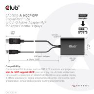 DisplayPort to Dual Link DVI-D HDCP OFF version Active Adapter M/F for Apple Cinema Displays