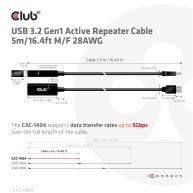 USB 3.2 Gen1 Active Repeater Cable 5m/ 16.4 ft M/F 28AWG