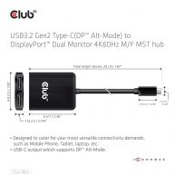 USB3.2 Gen2 Type-C(DP Alt-Mode) to DisplayPort Dual Monitor 4K60Hz M/F MST hub